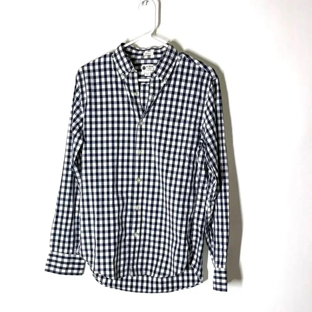 J. Crew Mens Plaid Check Slim Fit Button Front Shirt Size Small